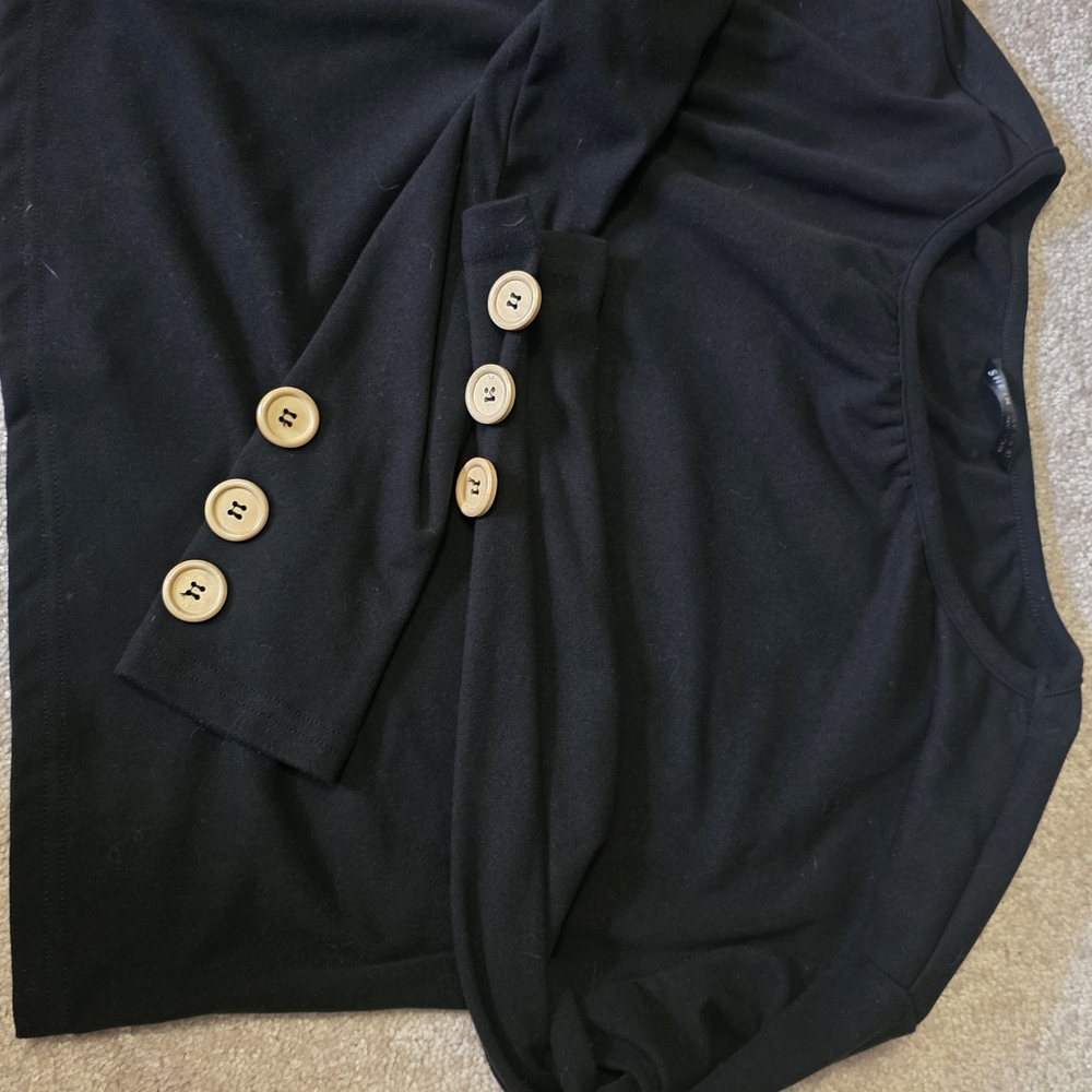 SHEIN Long Sleeve Black Top